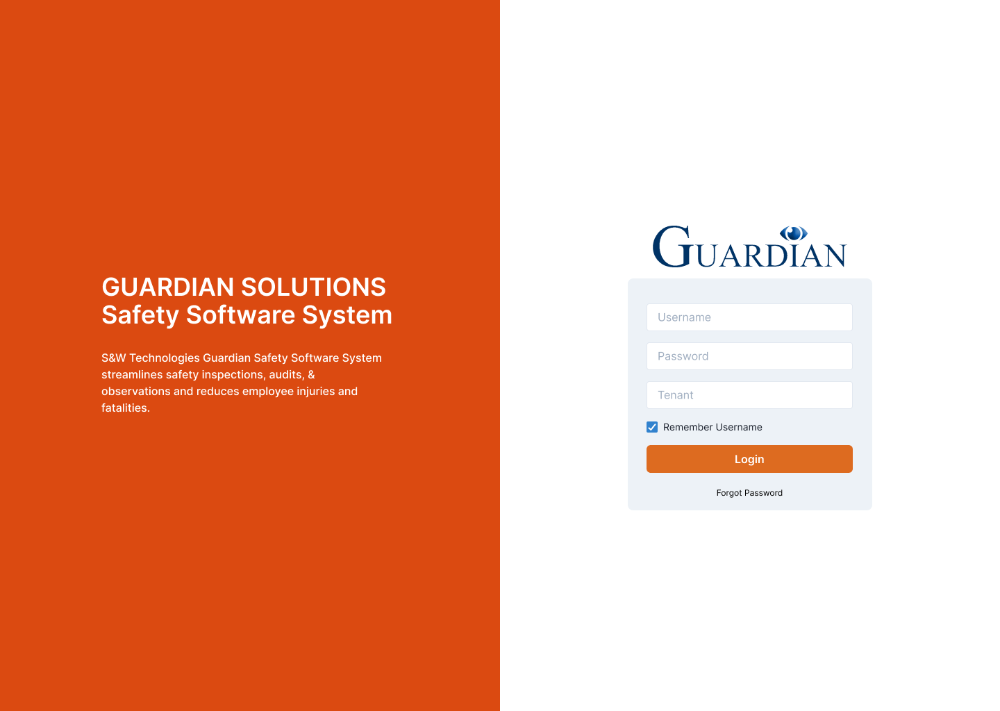 Guardian 4 Login Screen